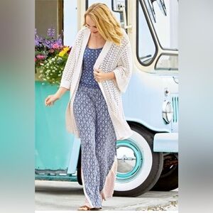 Matilda Jane beige tan Bohme cardigan crochet woven medium Anthropologie $89